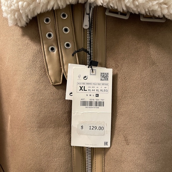 Zara Camel Shearling Jacket - Picture 3 of 12